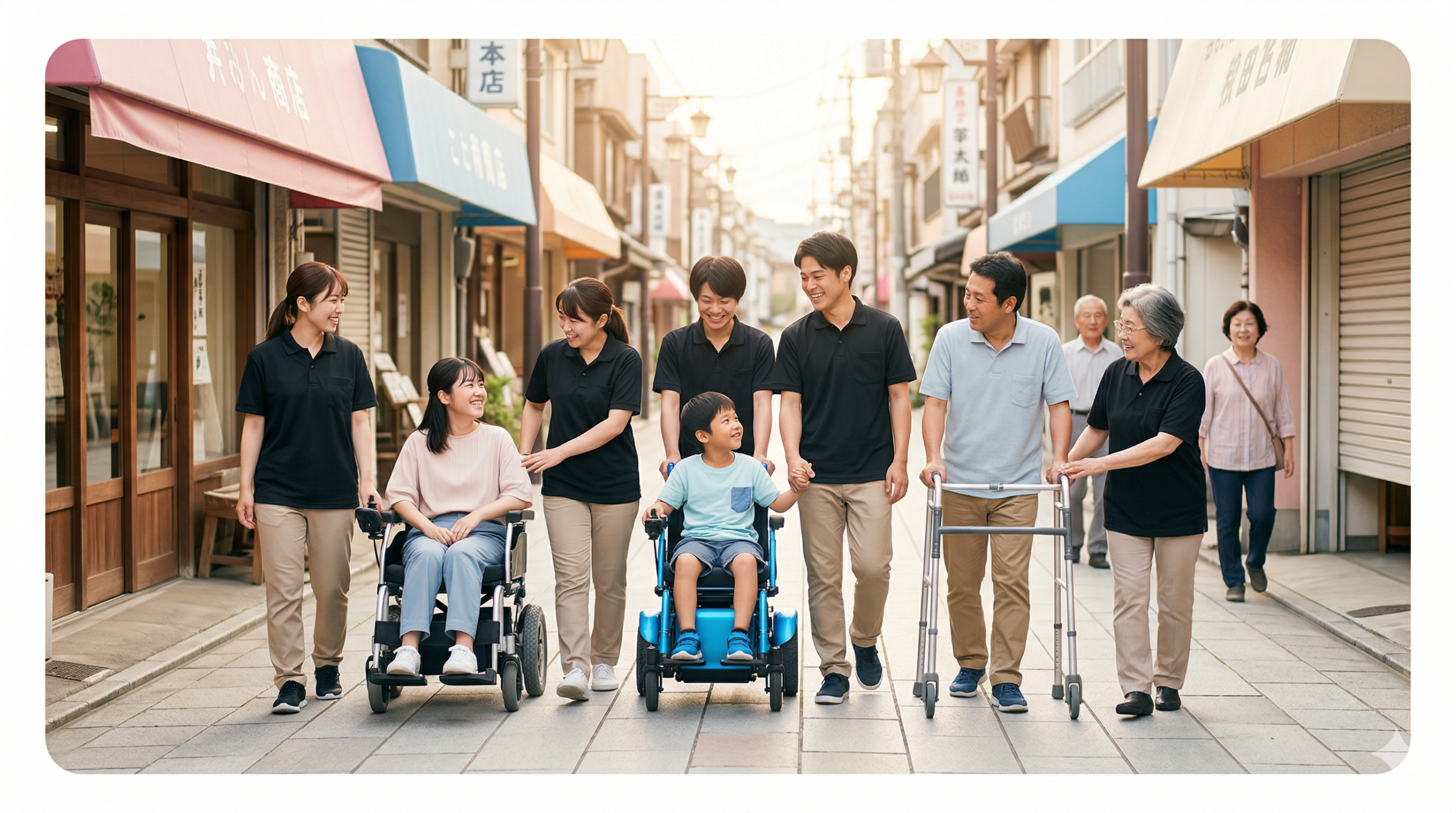 商店街を歩く風景